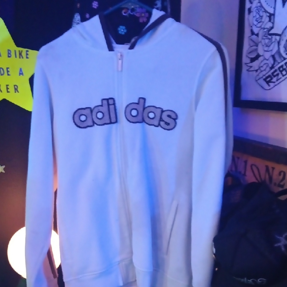 Adidas White Full-Zip Hoodie